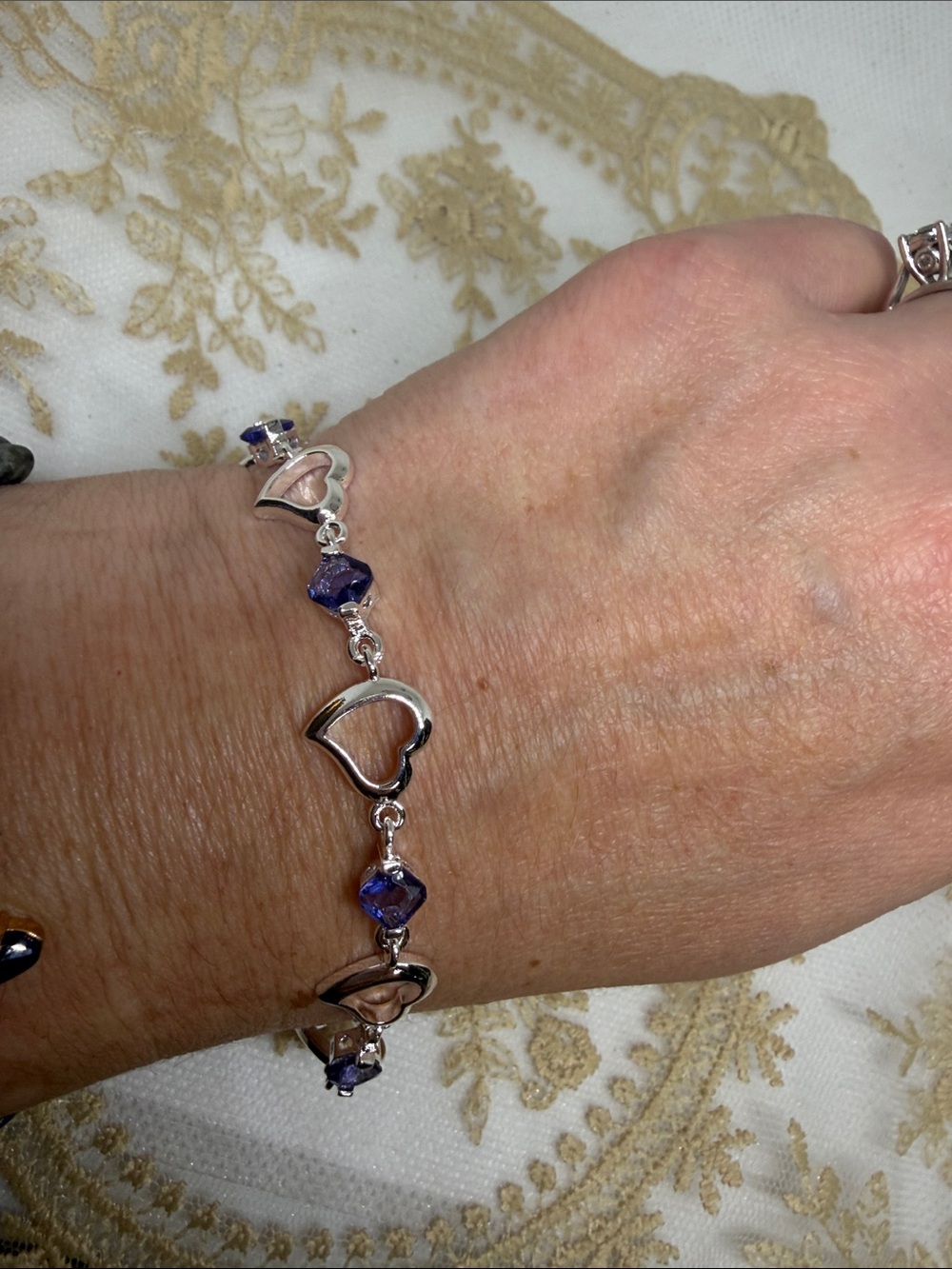 925 Sterling Silver Amethyst Heart Bracelet February Birthstone | Romantic